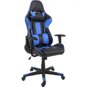 Mendler Bürostuhl HWC-F84, Schreibtischstuhl Gamingstuhl Chefsessel Drehstuhl, Kunstleder schwarz/blau