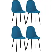 CLP 4er Set Esszimmerstühle Napier gepolstert bis 150 kg belastbar blau Material Stoff