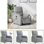 The Living Store Massagesessel Elektrisch Hellgrau Stoff