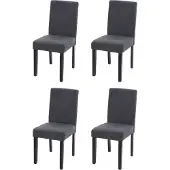 MCW 4er-Set Esszimmerstuhl Stuhl Küchenstuhl Littau Textil, anthrazitgrau, dunkle Beine