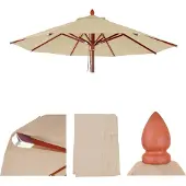 Mendler Ersatz-Bezug für Gastronomie Holz-Sonnenschirm MCW-C57, Sonnenschirmbezug Ersatzbezug, rund Ø4m Polyester creme