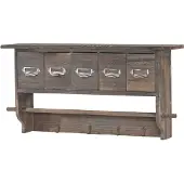 Mendler Garderobe MCW-C49, Wandgarderobe Wandregal, Vintage mit 5 Schubladen 32x65x13cm braun