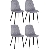 CLP 4er Set Stühle Giverny mit Ziernähten grün Material Samt