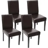 Mendler 4er-Set Esszimmerstuhl Stuhl Küchenstuhl Littau Leder, braun dunkle Beine