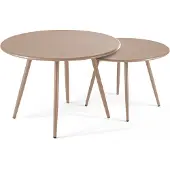 Oviala 2er-Set runder Couchtisch aus Stahl Taupe - Palavas