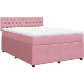 Syfax Boxspringbett mit Matratze Rosa 140x190 cm Samt