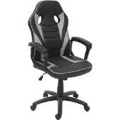 Mendler Bürostuhl HWC-F59, Schreibtischstuhl Drehstuhl Racing-Chair Gaming-Chair, Kunstleder schwarz/grau