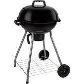 Alpina Charcoal BBQ - Kugelgrill Ø43 cm - Grill mit Deckel und Rädern - Integriertes Belüftungssystem - Herausnehmbare Aschenschale - Schwarz