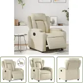 The Living Store Relaxsessel Elektrisch Creme Kunstleder