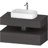 Duravit Collection One Konsolenwaschtischunterbau, 1 Auszug, 1 Schubkasten, Ausschnitt mittig, 1000x550x600mm, Nische Graphit Supermatt, QA4731080490000, Farbe: Graphit matt