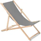 Greenblue Liegestuhl aus Buchholz ohne Armlehne Sonnenliege Gartenliege 110kg GRAU