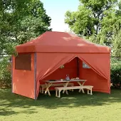vidaXL Möbel Partyzelt Faltbar Pop-Up mit 4 Seitenteilen Terrakottarot - Pavillon 4005029