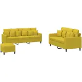vidaXL 3-tlg. Sofagarnitur mit Kissen Gelb Samt