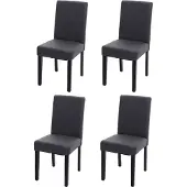 Mendler 4er-Set Esszimmerstuhl Stuhl Küchenstuhl Littau - Kunstleder, grau matt, dunkle Beine