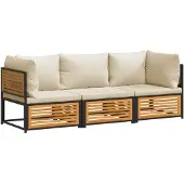 vidaXL 3-tlg. Garten-Sofagarnitur mit Kissen Massivholz Akazie