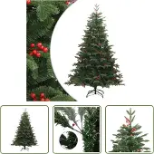 The Living Store Künstlicher Weihnachtsbaum Klappbar mit Zapfen & Beeren 180 cm