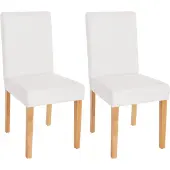 Mendler 2er-Set Esszimmerstuhl Stuhl Küchenstuhl Littau Kunstleder, weiß matt, helle Beine