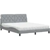 Syfax Bett mit Matratze Hellgrau 160x200 cm Stoff