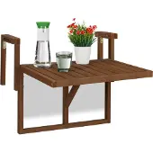 Relaxdays Balkontisch klappbar, Balkonklapptisch zum Einhängen, BxT: 60x45 cm, höhenverstellbar, Hängetisch, dunkelbraun