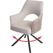 Mendler Esszimmerstuhl HWC-K30, Küchenstuhl Lehnstuhl, drehbar Auto-Position, Stoff/Textil MVG creme