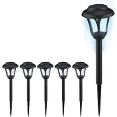 Relaxdays Solarlampen 6er Set, LED Solarlicht mit Erdspieß, HxD: 39 x 11 cm, moderne Gartenbeleuchtung, draußen, schwarz
