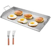 Vevor Grillplatte Grillpfanne Edelstahl universelle rechteckige Platte (809 x 370 mm) mit flacher Oberseite, Gasgrill-Grillplatte für BBQ-Grill Teppanyaki, tragbares Familienkochgeschirr mit Griff