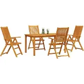vidaXL Garten Essgruppe 5 stk. Braun Massivholz Akazie