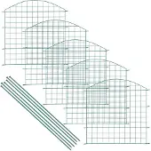 Wiltec Gartenzaun Set mit 5 Elementen grün, Teichzaun mit Oberbogen, Maschendrahtzaun 770 x 8 x 780 mm, Steckzaun leichte Montage, pulverbeschichtet & korrosionsbeständig