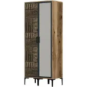 Dmora Kleiderschrank 2 Türen Mirfak, Schlafzimmermöbel, Schrank, Garderobe, 80x201h48 cm, Walnuss und Anthrazit