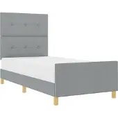 vidaXL Bettgestell mit Kopfteil Hellgrau 100 x 200 cm Stoff