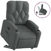 Syfax Relaxsessel mit Aufstehhilfe Dunkelgrau Stoff