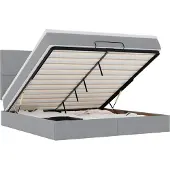 vidaXL Ottoman-Bett mit Matratze & LEDs Hellgrau 180x200 cm Stoff