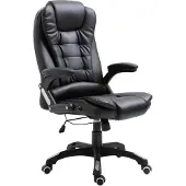 Syfax Bürostuhl Schwarz Kunstleder, höhenverstellbar, 360 Grad drehbar, 110 kg belastbar, 50 mm Rollen
