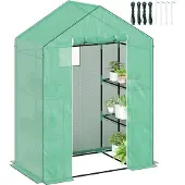 Outsunny Gewächshaus mit Rolltür, Fenster, Regale, winterfest Foliengewächshaus