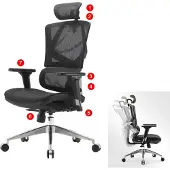 Mendler Bürostuhl MCW-J89, Schreibtischstuhl ergonomisch, Lordosenstütze hohe Rückenlehne 3D-Armlehnen Mesh schwarz