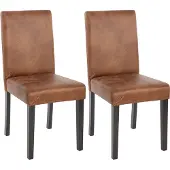 Mendler 2er-Set Esszimmerstuhl Stuhl Küchenstuhl Littau Textil, WildKunstleder, dunkle Beine