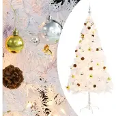 Syfax Künstlicher Weihnachtsbaum mit Beleuchtung & Kugeln Weiß 180 cm