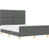 Syfax Bettgestell mit Kopfteil Dunkelgrau 140 x 200 cm Stoff
