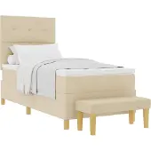 Syfax Boxspringbett mit Kopfteil Creme 200 x 100 cm Stoff