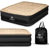 Veska Aufblasbare Matratze Gästebett Selbstaufblasend Luftbett mit elektrischer Pumpe, Doppelbett Luftmatratze mit Tasche 2 Personen - 203x152x50cm - creme