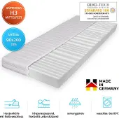 HOME DELUXE - Matratze Ortho-Basic- 90 x 200 cm - Komfortschaum, beidseitig nutzbar, 7 Liegezonen - atmungsaktiv, waschbar, 16cm Gesamthöhe