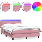 Syfax Boxspringbett mit Matratze & LED Rosa 140x220 cm Samt