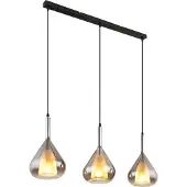Globo Lighting Hängeleuchte Metall schwarz matt, Glas rauchfarben, Kabel PVC schwarz, Höhe kürzbar, LxBxH: 900x200x1400mm, exkl. 3x E27 60W 230V