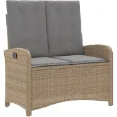 vidaXL Gartenbank Verstellbar mit Kissen Beige Poly Rattan
