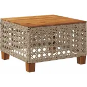 Syfax Gartentisch Beige 55x55x36 cm Poly Rattan Akazienholz