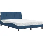 Syfax Bett mit Matratze "Hanko" Blau 140x190 cm Stoff