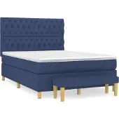 Syfax Boxspringbett mit Matratze Blau 140x190 cm Stoff
