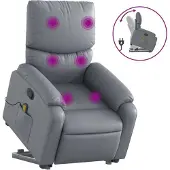 Syfax Massagesessel mit Aufstehhilfe Grau Kunstleder