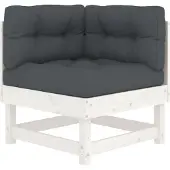 vidaXL Ecksofa mit Kissen Weiß Massivholz Kiefer