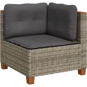 vidaXL Garten-Ecksofa mit Kissen Grau Poly Rattan